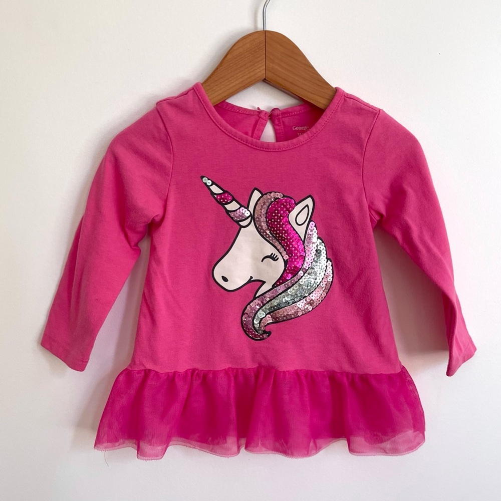 4/$20💥Unicorn Sequin Dress, Tulle Tutu Skirt, Magenta Pink & Silver, Long Sleeve